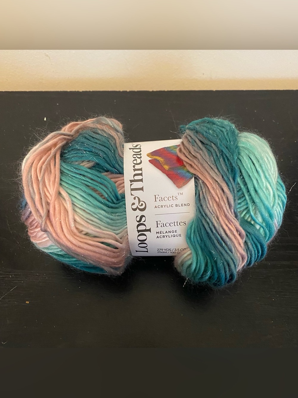 Loops & Threads Facets Ocean Jasper Yarn Skein Lot 202509 Pink Teal Turquoise